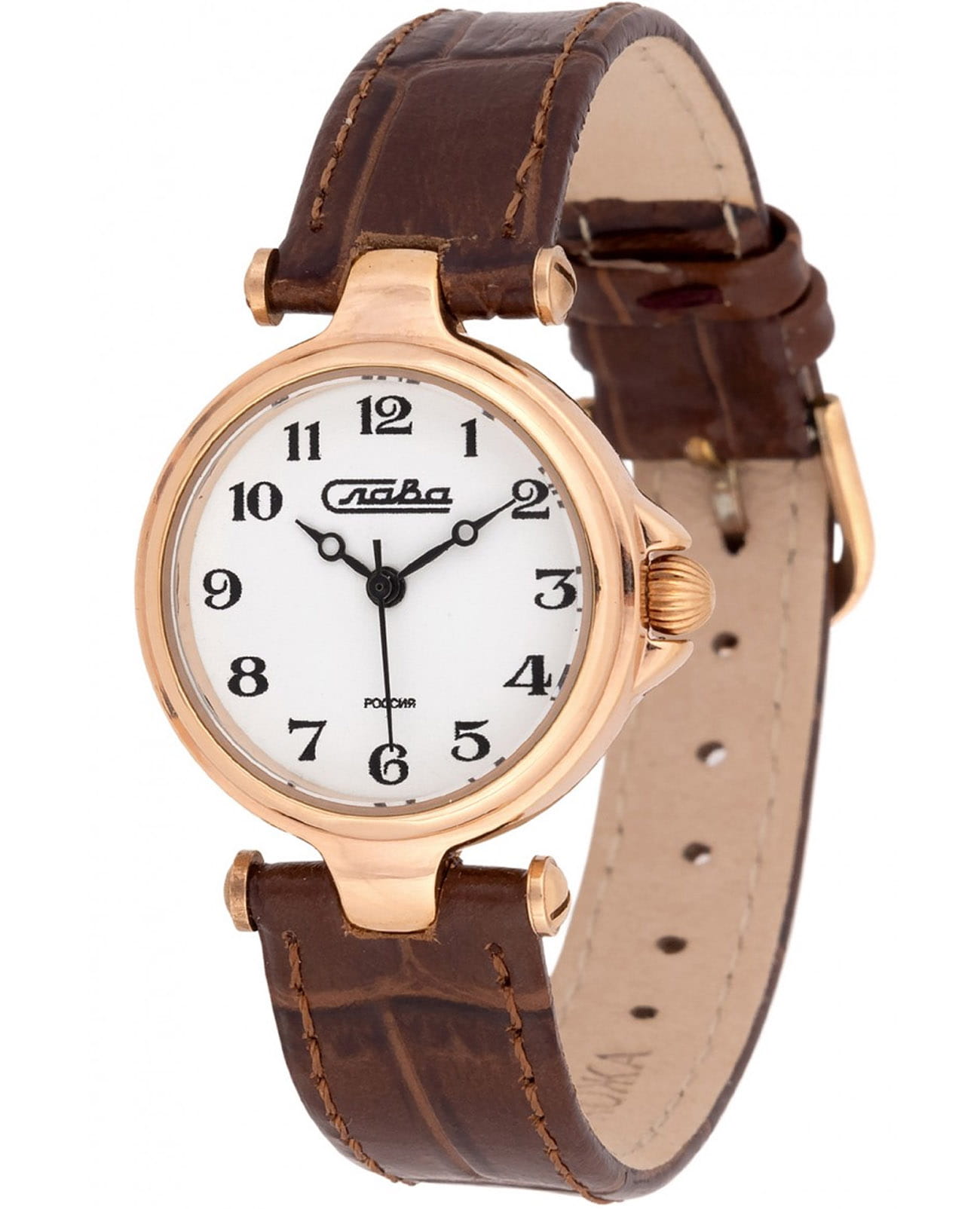 Слава Слава Браво 5013895/300-2035  5013895/300-2035 кварцевые женские часы белый циферблат, браслет кожаный — вид спереди